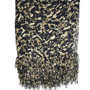 Ann Taylor Leopard Animal Print Fringe Skirt